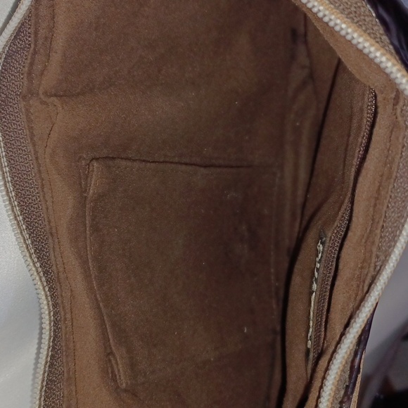 Vintage Genuine Brown Soft Leather EEL Skin Burgundy Shoulder Bag, 13" x 7" - Picture 2 of 8